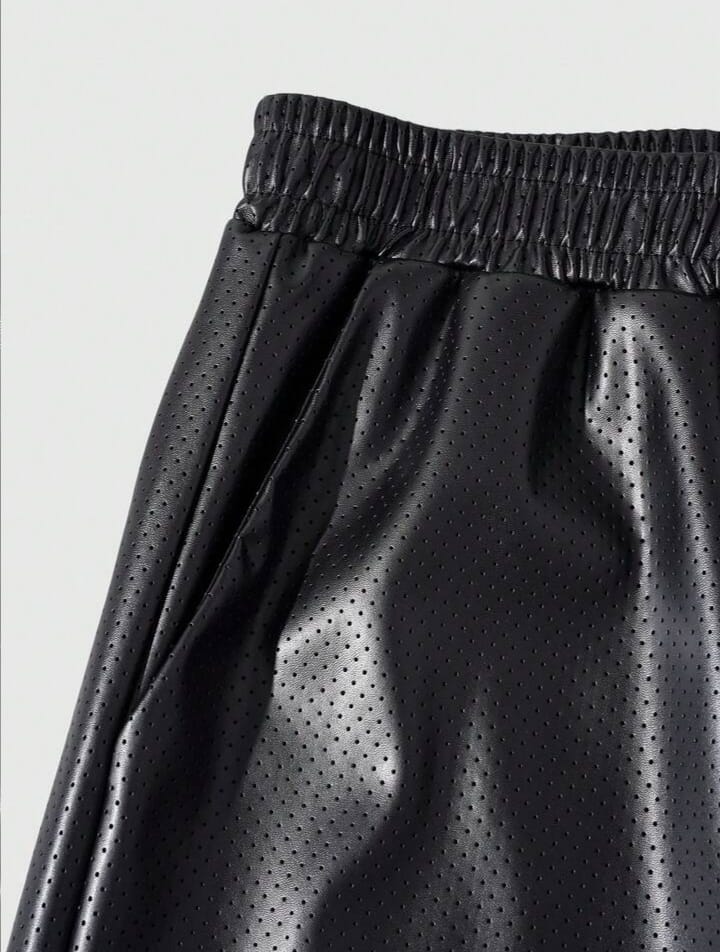 men's Summer Casual Vacation Fashion Street Daily Commute PU Leather Elastic Waist Loose Shorts